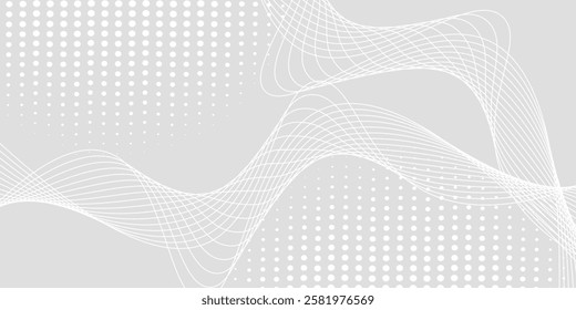 Futuristic gray white abstract background. shining wave lines pattern for banner, wallpaper, cover. Vector illustration