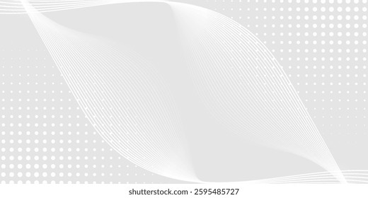 Futuristic gray white abstract background. shining wave lines pattern for banner, wallpaper, cover. Vector illustration
