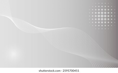 Futuristic gray white abstract background. shining wave lines pattern for banner, wallpaper, cover. Vector illustration