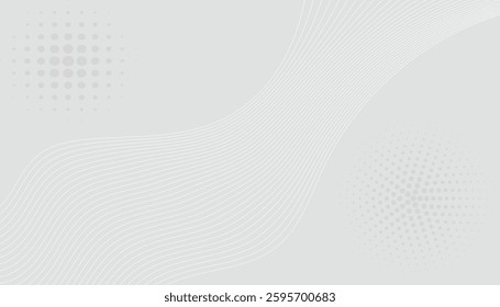 Futuristic gray white abstract background. shining wave lines pattern for banner, wallpaper, cover. Vector illustration
