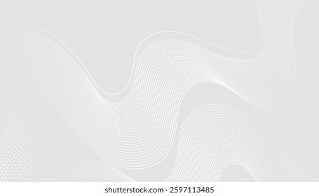 Futuristic gray white abstract background. shining wave lines pattern for banner, wallpaper, cover. Vector illustration 3.eps
