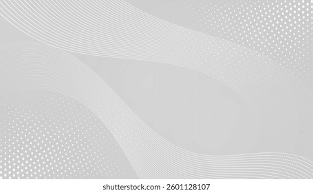 Futuristic gray white abstract background. shining wave lines pattern for banner, wallpaper, cover. Vector illustration
