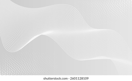 Futuristic gray white abstract background. shining wave lines pattern for banner, wallpaper, cover. Vector illustration
