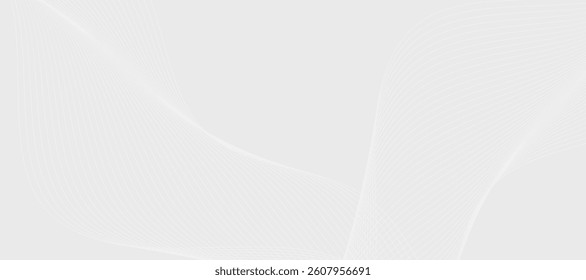 Futuristic gray white abstract background. shining wave lines pattern for banner, wallpaper, cover. Vector illustration