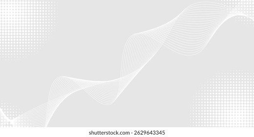 Fundo abstrato branco cinza futurista. padrão de linhas de onda brilhante para banner, papel de parede, capa. Ilustração vetorial