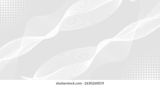 Futuristic gray white abstract background. shining wave lines pattern for banner, wallpaper, cover. Modern Vector illustration eps 10