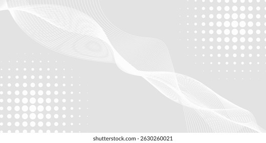 Futuristic gray white abstract background. shining wave lines pattern for banner, wallpaper, cover. Modern Vector illustration eps 10