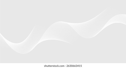 Fundo abstrato branco cinza futurista. padrão de linhas de onda brilhante para banner, papel de parede, capa. Ilustração vetorial