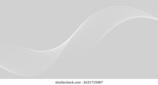 Fundo abstrato branco cinza futurista com padrão de linhas de onda brilhante para banner, papel de parede, capa. Ilustração vetorial