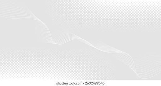 Futuristic gray white abstract background. shining wave lines pattern for banner, wallpaper, cover