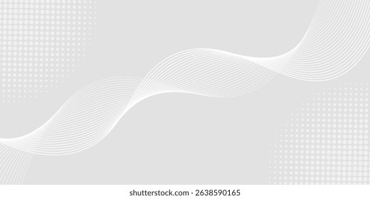 Futuristic gray white abstract background. shining wave lines pattern for banner, wallpaper, cover. Vector illustration