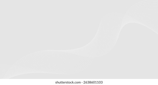 Futuristic gray white abstract background. shining wave lines pattern for banner, wallpaper, cover. Vector illustration