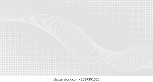 Futuristic gray white abstract background. shining wave lines pattern for banner, wallpaper, cover. Vector illustration