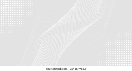 Futuristic gray white abstract background. shining wave lines pattern for banner, wallpaper, cover. Vector illustration