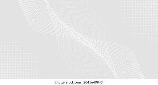 Futuristic gray white abstract background. shining wave lines pattern for banner, wallpaper, cover. Vector illustration