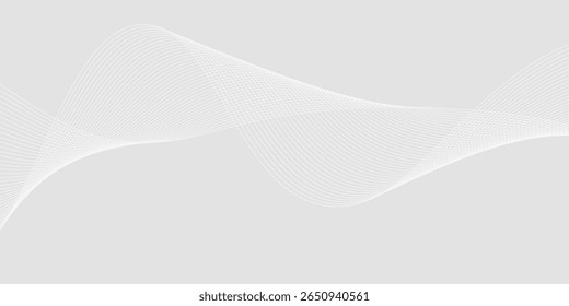 Futuristic gray white abstract background. shining wave lines pattern for banner, wallpaper, cover. Vector illustration
