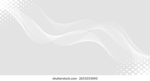 Futuristic gray white abstract background. shining wave lines pattern for banner, wallpaper, cover. Vector illustration. modern