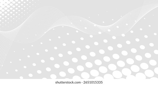 Futuristic gray white abstract background. shining wave lines pattern for banner, wallpaper, cover. Vector illustration. modern