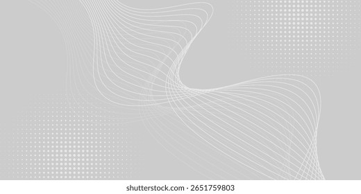 Fundo abstrato branco cinza futurista. padrão de linhas de onda brilhante para banner, papel de parede, capa. Ilustração vetorial