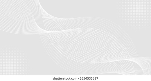 Fundo abstrato branco cinza futurista. padrão de linhas de onda brilhante para banner, papel de parede, capa. Ilustração vetorial