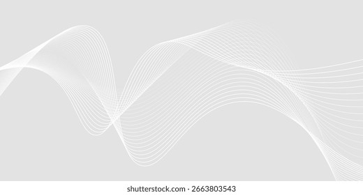 Fondo abstracto blanco gris futurista. patrón de líneas de onda brillante para Anuncio, Fondo de pantalla, cubierta. Ilustración vectorial
