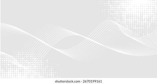 Futuristisch grauer, weißer abstrakter Hintergrund. leuchtende Wellenlinien Muster Hintergrund Vektor eps10