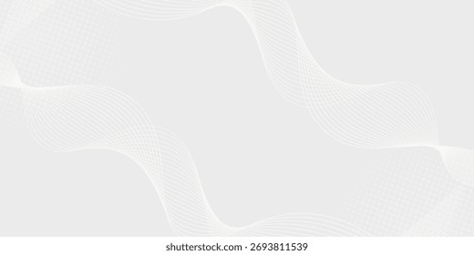 Fundo abstrato branco cinza futurista. padrão de linhas de onda brilhante para banner, papel de parede, capa. Tecnologia de vetor suave