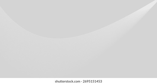 Futuristisch grauer, weißer abstrakter Hintergrund mit leuchtenden Wellenlinien für Banner, Tapete, Cover. Vektorgrafik