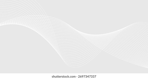 Futuristisch grauer, weißer abstrakter Hintergrund. leuchtende Wellenlinien Muster für Banner, Tapete, Cover. Vektorgrafik
