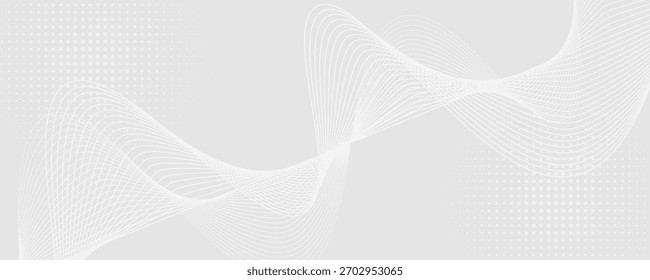 Fundo abstrato branco cinza futurista. padrão de linhas de onda brilhante para banner, papel de parede, capa. Ilustração vetorial