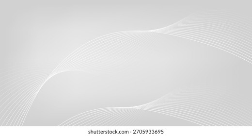 Futuristic gray white abstract background with shining wave lines pattern for banner, wallpaper, cover. Vector illustration.eps10