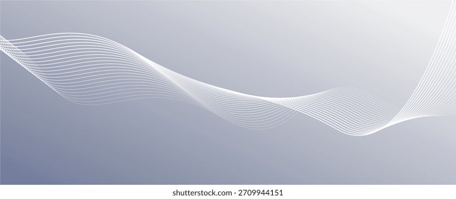 Futuristic gray white abstract background with shining wave lines pattern for banner, wallpaper, cover. Vector illustration
