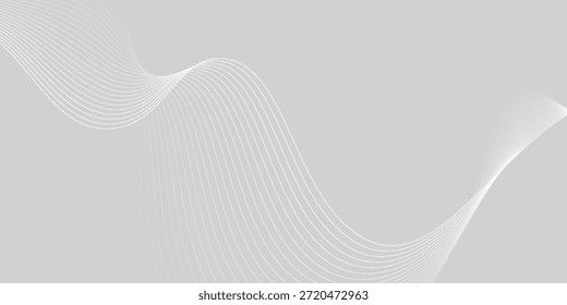 Fundo abstrato branco cinza futurista com padrão de linhas de onda brilhante para banner, papel de parede, capa. Ilustração vetorial