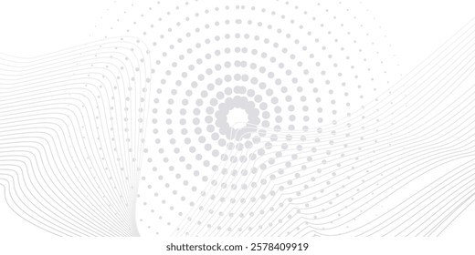 Futuristic gray white abstract halftone background. shining wave lines pattern for banner