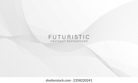 Fondo blanco gris futurista con patrón de onda de línea, fondo de banner plantilla de estilo moderno. Ilustración del vector