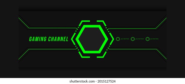 futuristic green and black gaming banner design template