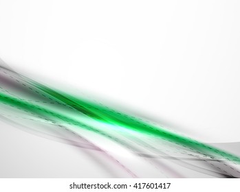 Color verde futurista en la plantilla de ondas. Ilustración del vector