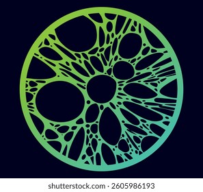 Futuristic Green Cybernetic Network Circle with Organic Shapes
