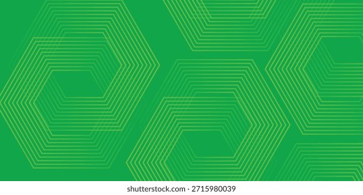 Fundo de grade de hexágono verde futurista, ilustração de vetor.
