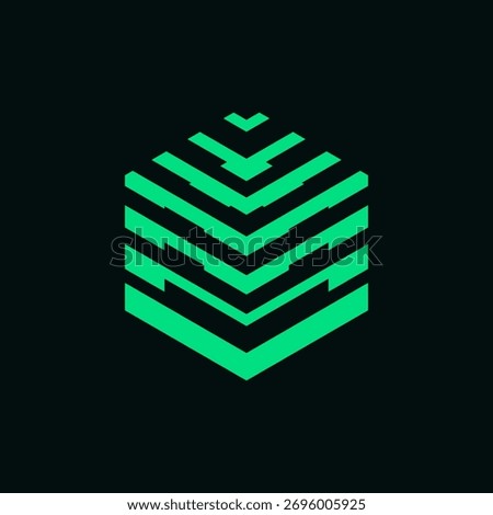 Futuristic green hexagon logo with clean geometric lines. Perfect for tech, AI, blockchain, and modern branding. Minimal, bold, and visually striking design concept.