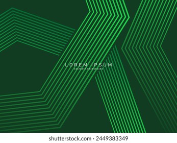 Fondo abstracto de líneas verdes futuristas. Las líneas verdes geométricas forman el fondo abstracto del Vector. Fondo moderno verde.	