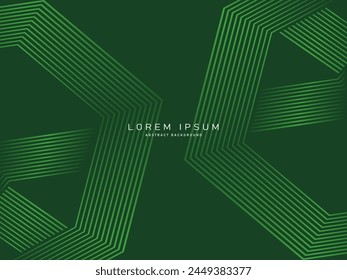 Fondo abstracto de líneas verdes futuristas. Las líneas verdes geométricas forman el fondo abstracto del Vector. Fondo moderno verde.	