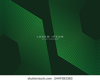 Futuristic green lines abstract background. Geometric green lines form abstract vector background. Green modern background.	