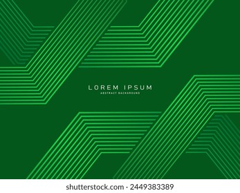 Fondo abstracto de líneas verdes futuristas. Las líneas verdes geométricas forman el fondo abstracto del Vector. Fondo moderno verde.	