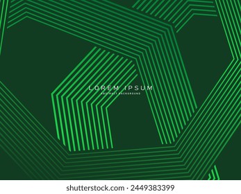 Futuristic green lines abstract background. Geometric green lines form abstract vector background. Green modern background.	