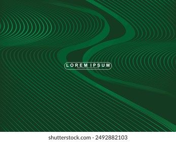 Futuristic green lines abstract background. Geometric green lines form abstract vector background. Green modern background.