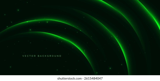 Futuristic green rays curved sparkle. Hi-speed motion moving concept. Vector illustration 