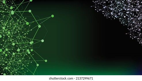 Futuristic green techno background. Vector illustration with a digital color network in space line concept