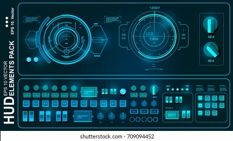 Futuristic green-blue virtual graphic touch user interface, target