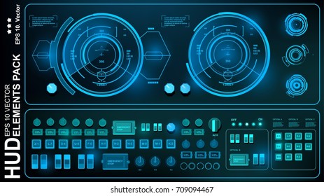 Futuristic green-blue virtual graphic touch user interface, target